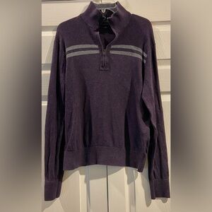Banana Republic Men's Medium 1/4 Zip Pullover Sweater Cotton Purple Long Sleeve